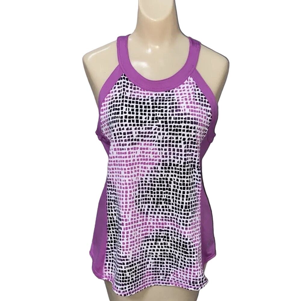 JoFit Women's Tank Top‎ Medium Pink/Purple Black Cheetah Print Golf Tennis EUC